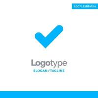 Check Ok Tick Good Blue Solid Logo Template Place for Tagline vector