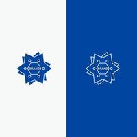 marca de estrella logotipo de marca línea de forma y glifo icono sólido banner azul línea y glifo icono sólido banner azul vector