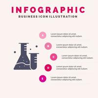 matraz tubo laboratorio ciencia sólido icono infografía 5 pasos presentación antecedentes vector