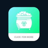 Clover Coin Gold Pot St Patrick Mobile App Button Android and IOS Glyph Version vector