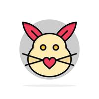 Rabbit Bunny Love Cute Easter Abstract Circle Background Flat color Icon vector