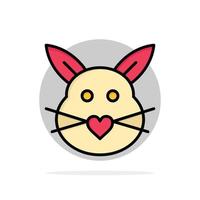 Rabbit Bunny Love Cute Easter Abstract Circle Background Flat color Icon vector