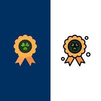 premio medalla irlanda iconos plano y línea llena icono conjunto vector fondo azul