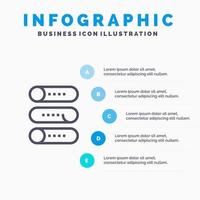 configuración del interruptor del dispositivo en la plantilla de infografía azul plantilla de icono de línea de vector de 5 pasos