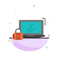 Computer Padlock Security Lock Login Abstract Flat Color Icon Template vector