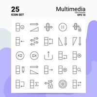 25 Multimedia Icon Set 100 Editable EPS 10 Files Business Logo Concept Ideas Line icon design vector