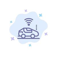 Auto Car Wifi Signal Blue Icon on Abstract Cloud Background vector