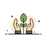 Conservation Plant Hand Energy  Business Flat Line Filled Icon Vector Banner Template