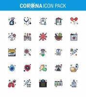 COVID19 corona virus contamination prevention Blue icon 25 pack such as paper medicine clipboard list medicine viral coronavirus 2019nov disease Vector Design Elements