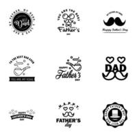 Happy fathers day greeting cards set 9 Black Vector typography lettering Usable for banners print You are the best dad text design Editable Vector Design Elements