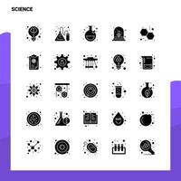 25 conjunto de iconos de ciencia plantilla de ilustración de vector de icono de glifo sólido para ideas web y móviles para empresa comercial