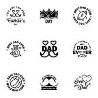 Happy fathers day 9 Black Lettering happy fathers day Editable Vector Design Elements