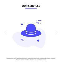 Our Services Hat Cap Canada Solid Glyph Icon Web card Template vector