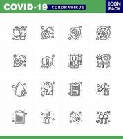 16 Line Set of corona virus epidemic icons such as chat science protection lab bio viral coronavirus 2019nov disease Vector Design Elements