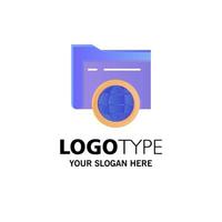 Folder Storage Fie Globe Business Logo Template Flat Color vector