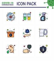 9 Filled Line Flat Color Coronavirus disease and prevention vector icon medicine medical lab case bottle viral coronavirus 2019nov disease Vector Design Elements