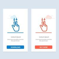 Fingers Gesture  Down  Blue and Red Download and Buy Now web Widget Card Template vector