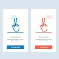 Fingers Gesture  Down  Blue and Red Download and Buy Now web Widget Card Template vector