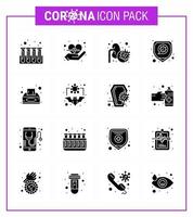 16 Solid Glyph Black viral Virus corona icon pack such as tissue box epidemic virus protection viral coronavirus 2019nov disease Vector Design Elements