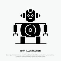 vector de icono de glifo sólido de tecnología robótica cnc