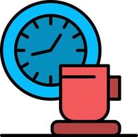 café descanso taza tiempo evento color plano icono vector icono banner plantilla