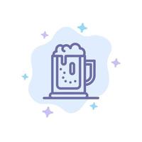 fiesta de alcohol cerveza celebrar bebida tarro icono azul sobre fondo de nube abstracta vector