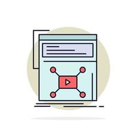 Marketing page video web website Flat Color Icon Vector