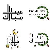 Las 4 mejores frases de eid mubarak que dicen texto de cita o letras fuentes decorativas escritura vectorial y tipografía manuscrita en cursiva para diseños folletos pancartas volantes y camisetas vector