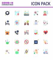 25 Flat Color Coronavirus disease and prevention vector icon head scan blood germs bacteria viral coronavirus 2019nov disease Vector Design Elements