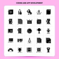 Solid 25 Coding And App Development Icon set Vector Glyph Style Design Black Icons Set Web and Mobile Business ideas design Vector Illustration