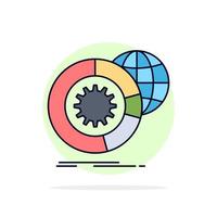 data big data analysis globe services Flat Color Icon Vector