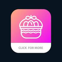 Basket Easter Egg Nature Mobile App Button Android and IOS Line Version vector