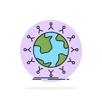 red global de estudiantes globo niños color plano icono vector