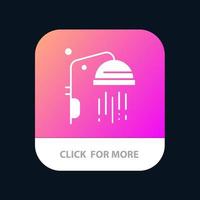 botón de la aplicación móvil de la ducha limpia del baño versión de glifo de android e ios vector