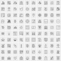 paquete de 100 iconos de líneas universales para móviles y web vector