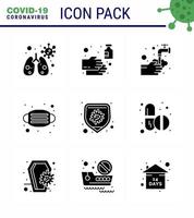 COVID19 corona virus contamination prevention Blue icon 25 pack such as protection medical hands mask bubble viral coronavirus 2019nov disease Vector Design Elements