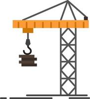 Crane Building Construction Constructing Tower  Flat Color Icon Vector icon banner Template