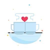 Cup Coffee Love Heart Valentine Abstract Flat Color Icon Template vector