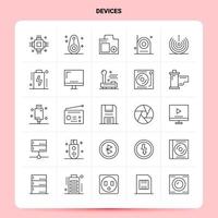 OutLine 25 Devices Icon set Vector Line Style Design Black Icons Set Linear pictogram pack Web and Mobile Business ideas design Vector Illustration