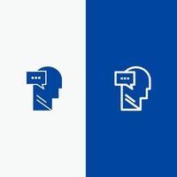 Mind Dialog Inner Head Line and Glyph Solid icon Blue banner Line and Glyph Solid icon Blue banner vector