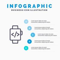 Watch Hand Watch Time Clock Line icon with 5 steps presentation infographics Background vector