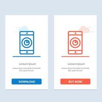 aplicación móvil aplicación móvil tiempo azul y rojo descargar y comprar ahora plantilla de tarjeta de widget web vector