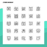 Set of Cyber Monday Line Icon set 25 Icons Vector Minimalism Style Design Black Icons Set Linear pictogram pack