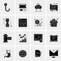 16 iconos de negocios universales vector ilustración de icono creativo para usar en proyectos relacionados con la web y dispositivos móviles