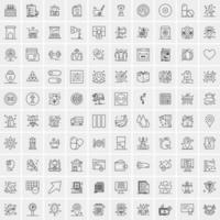 paquete de 100 iconos de líneas universales para móviles y web vector