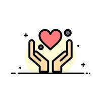 Hand Heart Love Motivation  Business Flat Line Filled Icon Vector Banner Template