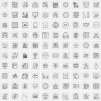 paquete de 100 iconos de líneas universales para móviles y web vector