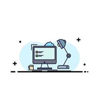 workplace workstation office lamp computer Flat Color Icon Vector