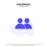 Our Services Add Contact User Twitter Solid Glyph Icon Web card Template vector