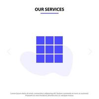 Our Services Feed Gallery Instagram Sets Solid Glyph Icon Web card Template vector